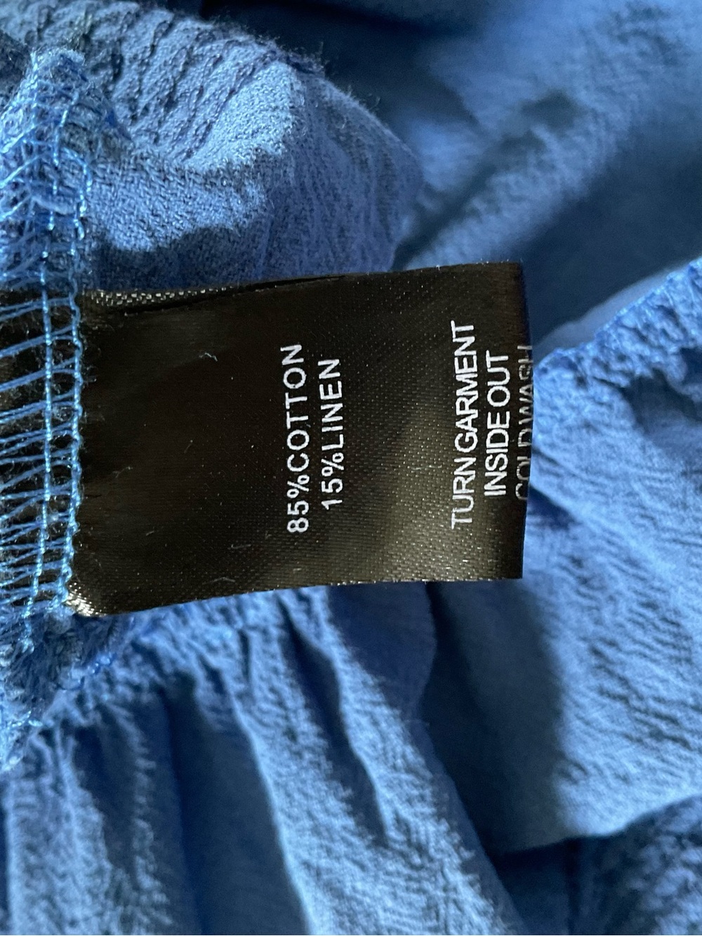 Lapis Anthropologie Blue Cotton Linen Smocked Tiered Dress Size L Cottagecore - Picture 5 of 5